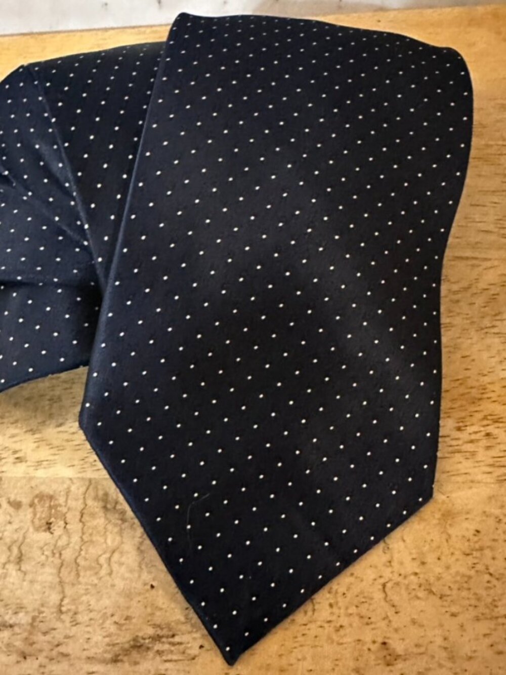 Yves Saint Laurent YSL Mens Tie Silk Neckwear  Polka Dots Blue Gray Dot
